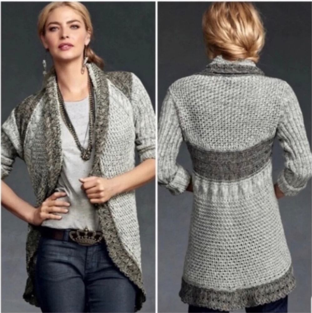 Cabi Vintage Gray Shadow Circle Open Cardigan,  sz M